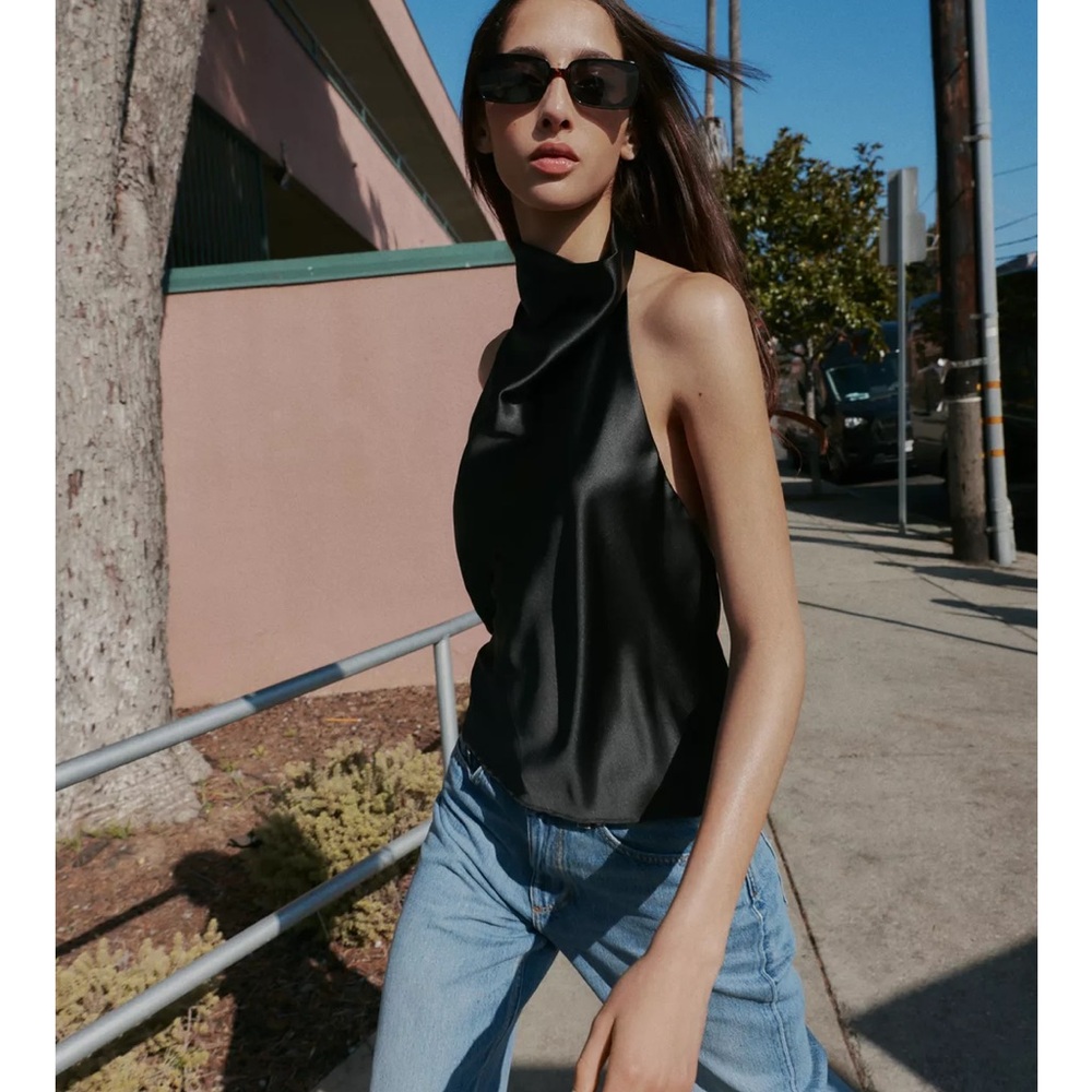 NWT Zara Satin Effect Halter Top